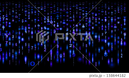 Blue falling numbers overlay background with matrix code style, digital binary data stream flow, futuristic technology computer hacker concept, cyber security information rain Blue falling numbers overlay background with matrix code style, digital binary data stream flow, futuristic technology computer hacker concept, cyber security information rain 138644182