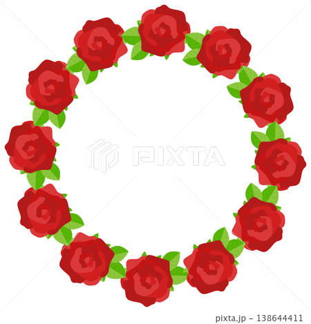 赤いバラの円形フレーム 138644411