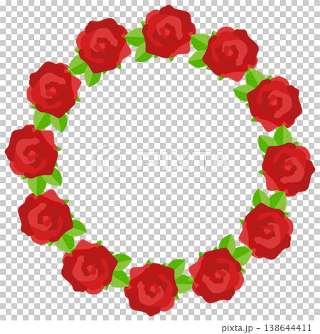赤いバラの円形フレーム 138644411