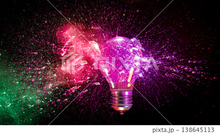 Real Light bulb exploding background Real Light bulb exploding background 138645113