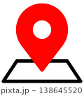 地図と赤いピンのシンプルなアイコン 138645520