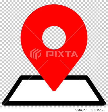 A simple icon with a map and a red pin. A simple icon with a map and a red pin. 138645520