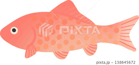 和金の金魚イラスト フラットベクター｜和風の観賞魚素材（白背景・シンプル） 138645672