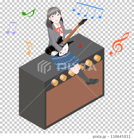 Guitar amp and high school girl 138645831