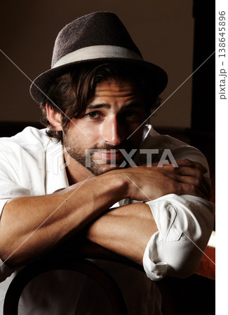 Portrait, fashion and man with a hat, stylish and confidence with arms crossed, success and proud. Face, person and guy with a white shirt, smart casual and luxury with happiness, aesthetic and relax Portrait, fashion and man with a hat, stylish and confidence with arms crossed, success and proud. Face, person and guy with a white shirt, smart casual and luxury with happiness, aesthetic and relax 138645896
