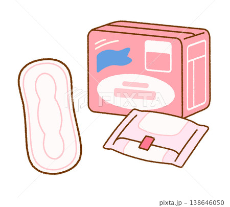 やさしいタッチの生理用品(ナプキン)イラスト｜性教育・月経 138646050