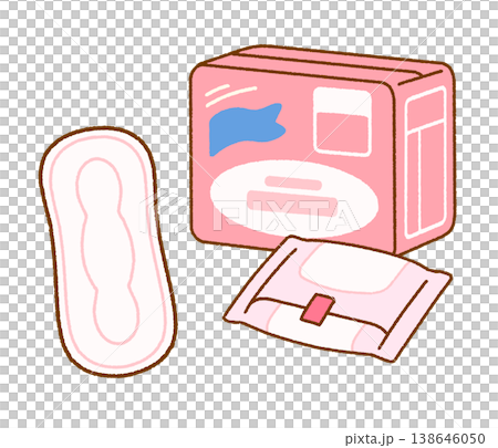 やさしいタッチの生理用品(ナプキン)イラスト｜性教育・月経 138646050