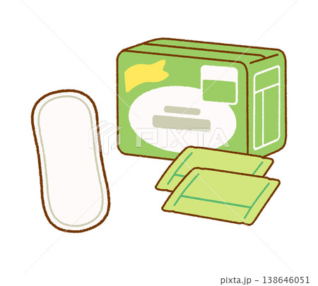 やさしいタッチの生理用品(おりものシート)イラスト|性教育・月経 やさしいタッチの生理用品(おりものシート)イラスト|性教育・月経 138646051