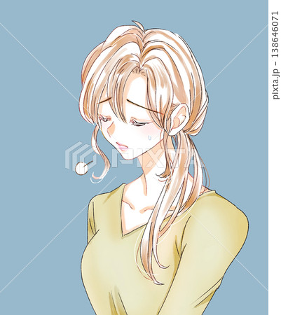 溜息をつく女性 汗 溜息をつく女性 汗 138646071