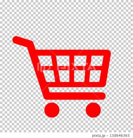 購物車圖示（紅色），代表購物或線上購物。 138646363