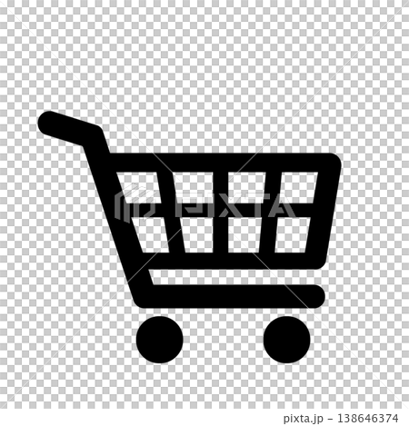 買い物や通販を表すショッピングカートアイコン(黒) 買い物や通販を表すショッピングカートアイコン(黒) 138646374