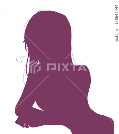 溜息をつく女性 シルエット 溜息をつく女性 シルエット 138646444