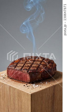 Minimalist Reverse-Seared Steak on Pristine Ember Grate 138647871