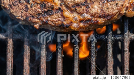 Abstract Macro of Grilling Beef Fat and Char over Fire Abstract Macro of Grilling Beef Fat and Char over Fire 138647962