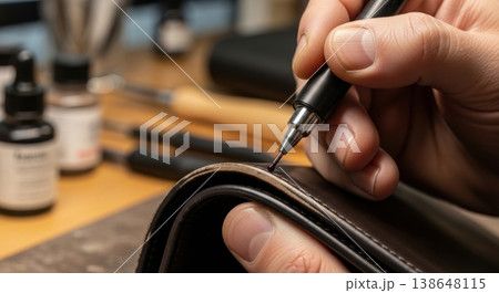 Professional Restoration of Luxury Vintage Leather Bag Edge 138648115