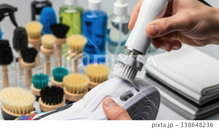 Professional Sneaker Cleaning and Restoration Service Process 138648236