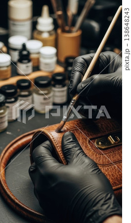 Professional Restoration of Luxury Vintage Leather Bag Edge 138648243
