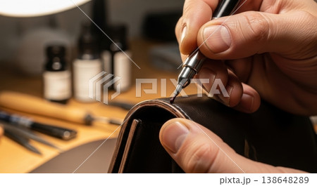 Professional Restoration of Luxury Vintage Leather Bag Edge Professional Restoration of Luxury Vintage Leather Bag Edge 138648289