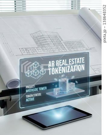 AR Real Estate Tokenization on Architect Blueprint 138648352