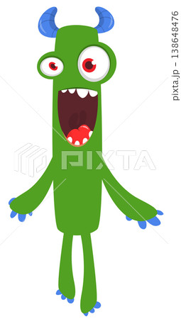 Cartoon funny monster character design with funny face expression. Halloween vector illustration 138648476