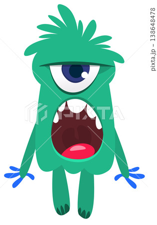 Cartoon funny monster character design with funny face expression. Halloween vector illustration 138648478
