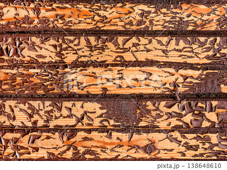 Old peeling brown paint with abstract natural wooden surface texture, background Old peeling brown paint with abstract natural wooden surface texture, background 138648610