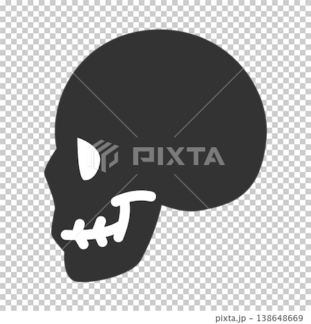 簡單的黑色骷髏頭插圖（側放） - 圖標 138648669