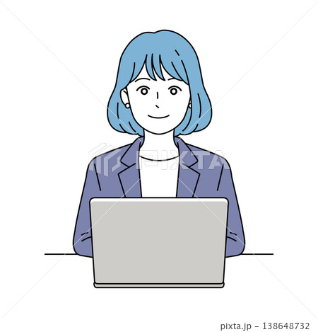 ノートパソコンで作業する女性ビジネスパーソンのベクターイラスト ノートパソコンで作業する女性ビジネスパーソンのベクターイラスト 138648732