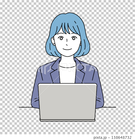 ノートパソコンで作業する女性ビジネスパーソンのベクターイラスト ノートパソコンで作業する女性ビジネスパーソンのベクターイラスト 138648732
