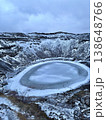 Frozen volcanic crater lake Kerid in winter landscape, Iceland. 138648766