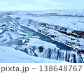 Panoramic view of frozen Gullfoss waterfall in winter, Golden Circle route, Iceland. 138648767