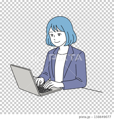 Vector illustration of a female business person working on a laptop. 138649077