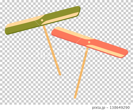 緑と赤の竹とんぼのイラスト	ベクター素材 138649290