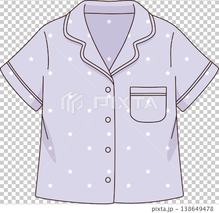 Cute Pastel Purple Pajamas with Star Pattern Illustration, Short Sleeve Sleepwear Shirt for Women Comfort and Lounge, Isolated Flat Graphic Cute Pastel Purple Pajamas with Star Pattern Illustration, Short Sleeve Sleepwear Shirt for Women Comfort and Lounge, Isolated Flat Graphic 138649478
