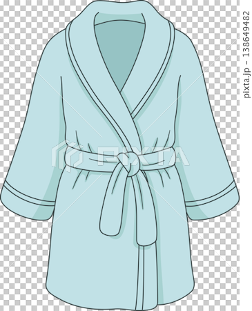 Cozy Light Blue Bathrobe Illustration, Soft Cotton Robe for Spa and Morning Routine, Comfortable Sleepwear and Lounge Apparel Isolated 138649482