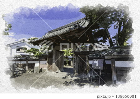 水彩画風　臼杵　稲葉家下屋敷・旧平井家住宅　大分県臼杵市 138650081