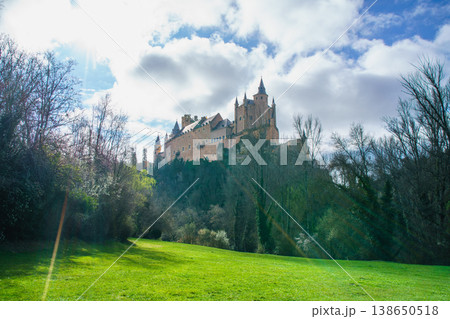 Alcazar of Segovia Castle in Spain under Sunny Sky 138650518