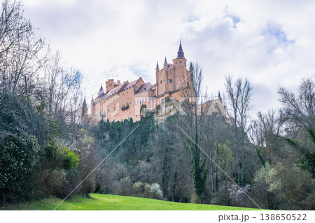 Alcazar of Segovia Castle in Spain under Cloudy Sky 138650522
