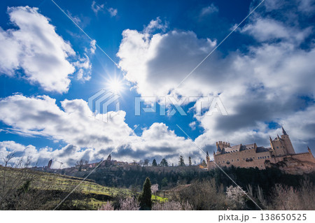 Alcazar of Segovia Castle under Sunny Sky in Spain 138650525