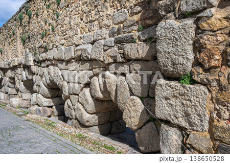 Ancient Roman Aqueduct in Segovia, Spain 138650528