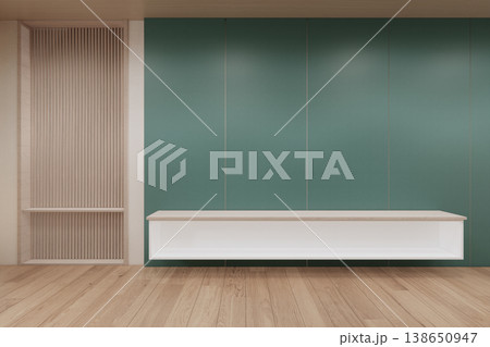 Mint color room Mock up interior room and wood white color wall background 3D illustration rendering 138650947