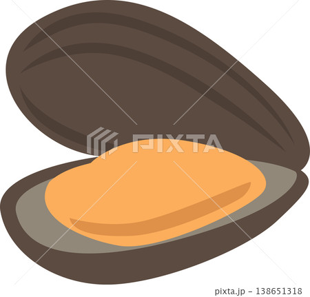 Open clam shell with pearl illustration 138651318