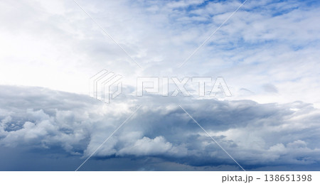 Panoramic photo of sky full of stormy gray clouds Panoramic photo of sky full of stormy gray clouds 138651398