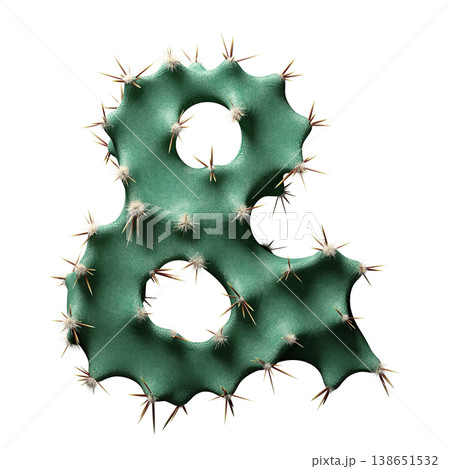 3D Wild Desert Cactus Ampersand with Sharp Spines 3D Wild Desert Cactus Ampersand with Sharp Spines 138651532