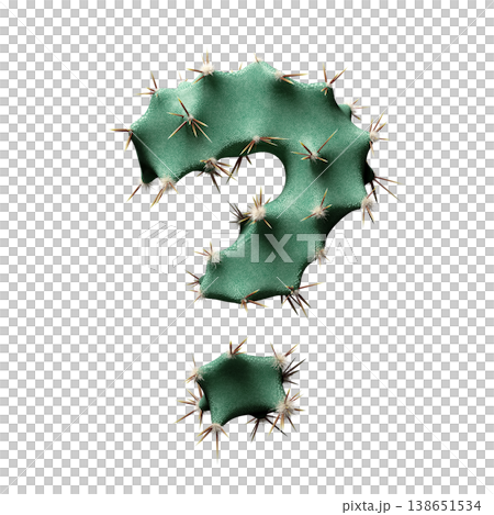 3D Wild Desert Cactus Question Mark with Sharp Spines 3D Wild Desert Cactus Question Mark with Sharp Spines 138651534