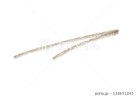 A brown stroke from a cosmetic eyebrow pencil. Isolated on a white background. A brown stroke from a cosmetic eyebrow pencil. Isolated on a white background. 138651845