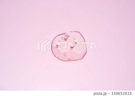 Pink cosmetic gel drop with hydrating bubbles 138652018