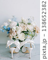 Closeup Of Bridal Accessories In Soft Neutral Tones Highlighting Ribbon And Petals 138652382