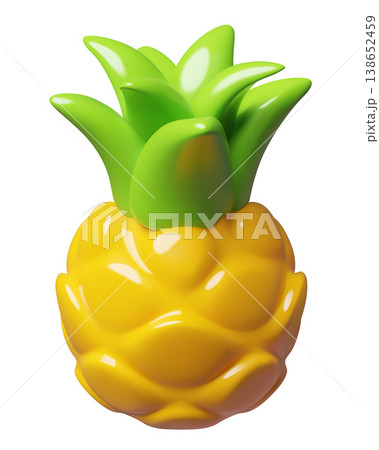 Pineapple 3d fruit icon in a cute plastic style isolated on white background Pineapple 3d fruit icon in a cute plastic style isolated on white background 138652459