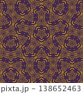 Purple and Yellow Art Deco Seamless Pattern with Ornamental Geometric Linework 138652463